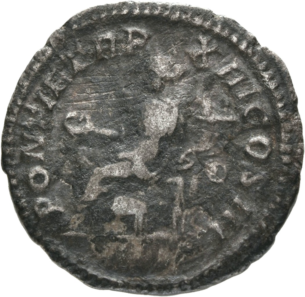 RIC IV Caracalla 116B Caracalla reverse, Concordia, draped, seated left, holding patera in extended right hand and double ...