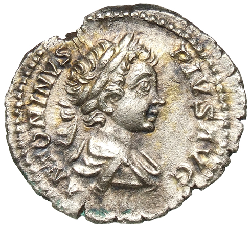 RIC IV Caracalla 120 Caracalla obverse, Bust of Caracalla, laureate, draped, right
