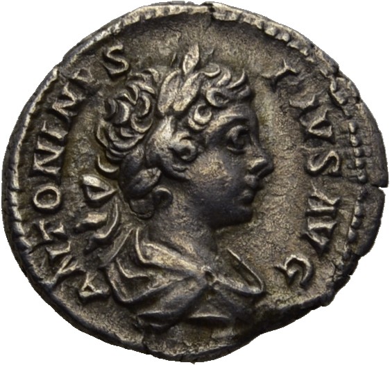 RIC IV Caracalla 120 Caracalla obverse — Bust of Caracalla, laureate, draped, right
