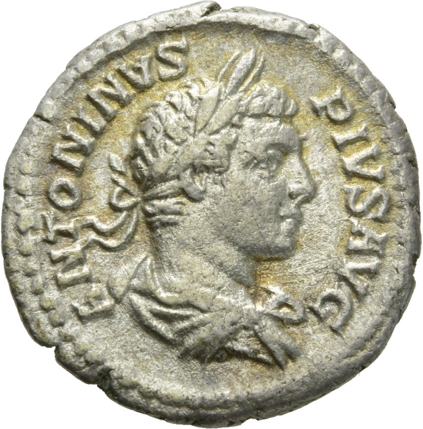 RIC IV Caracalla 127 Caracalla obverse, Bust of Caracalla, laureate, draped, right