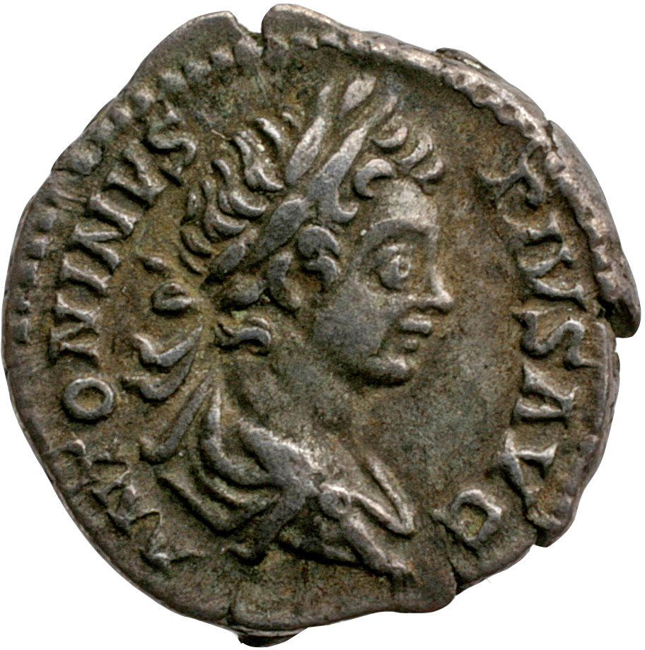 RIC IV Caracalla 130A (denarius) Caracalla obverse, Bust of Caracalla, laureate, draped, right