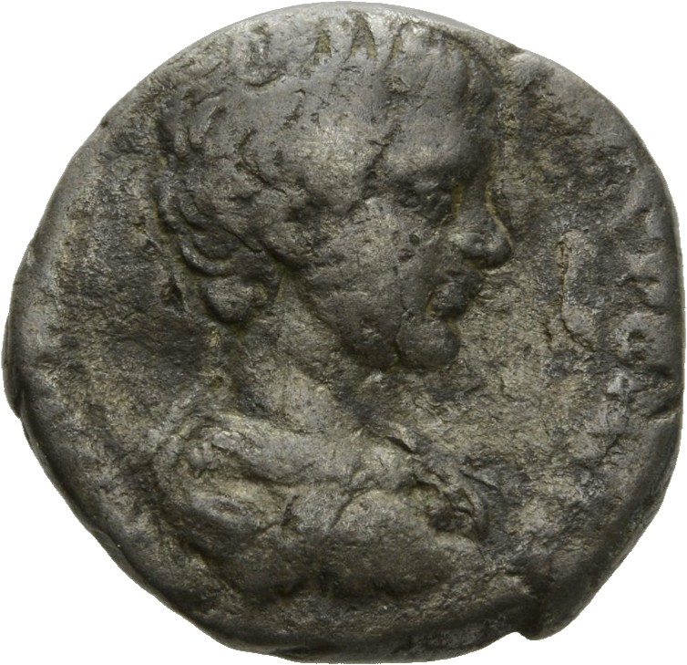 RIC IV Caracalla 13A (denarius) Caracalla obverse, Bust of Caracalla, bare-headed, draped, right