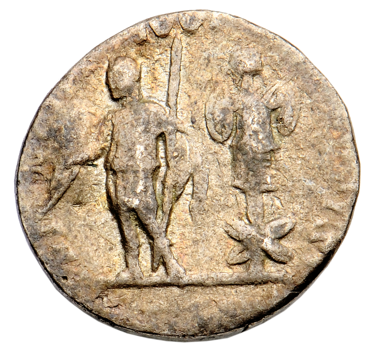 RIC IV Caracalla 13A (denarius) Caracalla reverse, Caracalla, in military attire, standing left, holding baton in right ha...