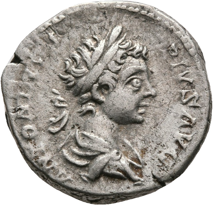 RIC IV Caracalla 141 Caracalla obverse — Bust of Caracalla, laureate, draped, right
