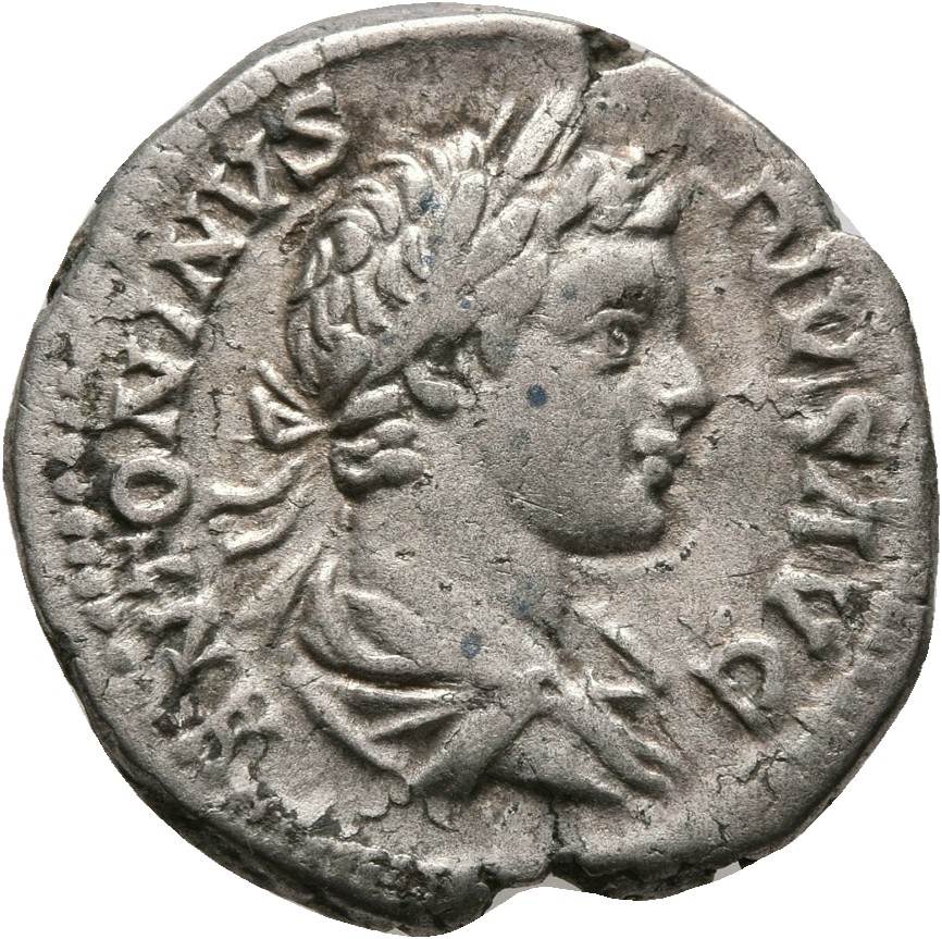 RIC IV Caracalla 144B Caracalla obverse — Bust of Caracalla, laureate, draped, right