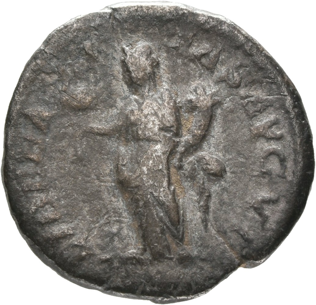 RIC IV Caracalla 158 Caracalla reverse, Liberalitas, draped, standing left, holding abacus in right hand and cornucopiae i...