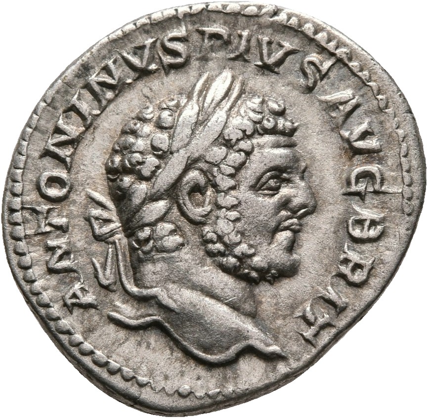 RIC IV Caracalla 195 Caracalla obverse, Head of Caracalla, laureate, right