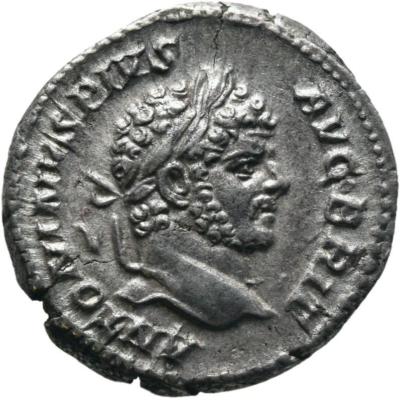 RIC IV Caracalla 206a Caracalla obverse — Head of Caracalla, laureate, right