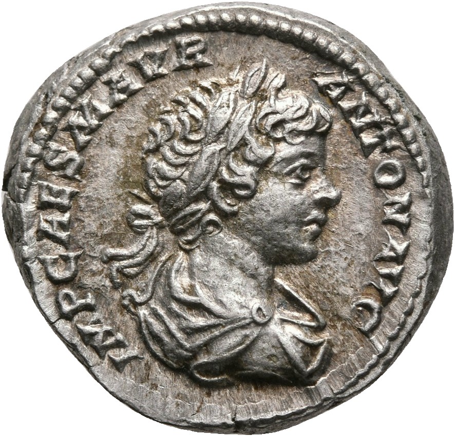 RIC IV Caracalla 22a Caracalla obverse, Bust of Caracalla, bare-headed, draped, right