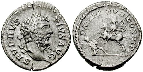 RIC IV Caracalla 231 Caracalla obverse, Head of Caracalla, laureate, bearded, right