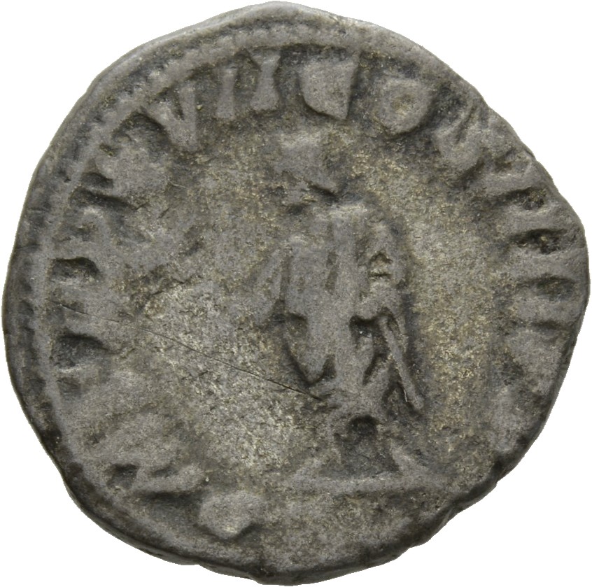 RIC IV Caracalla 246 Caracalla reverse, Caracalla, togate, standing left, holding branch in extended right hand and baton ...