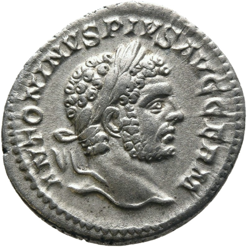 RIC IV Caracalla 251 Caracalla obverse, Head of Caracalla, laureate, right