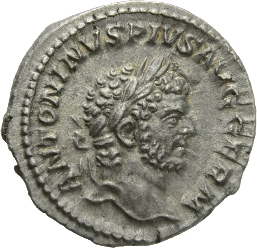 RIC IV Caracalla 253 Caracalla obverse, Head of Caracalla, laureate, right