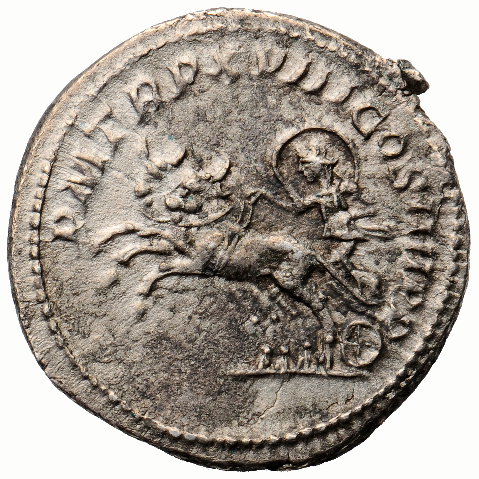 RIC IV Caracalla 256B Caracalla reverse, Diana, with crescent on head, draped, standing left in biga pulled by bulls