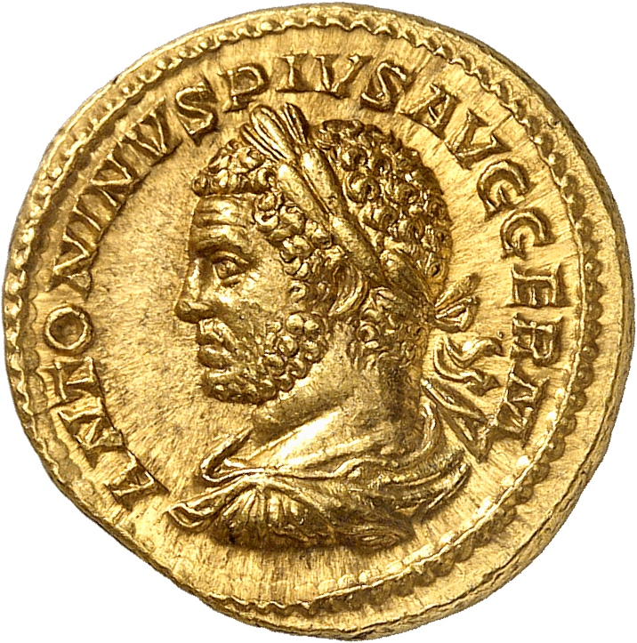 RIC IV Caracalla 257B Caracalla obverse, Bust of Caracalla, laureate, draped, cuirassed, left
