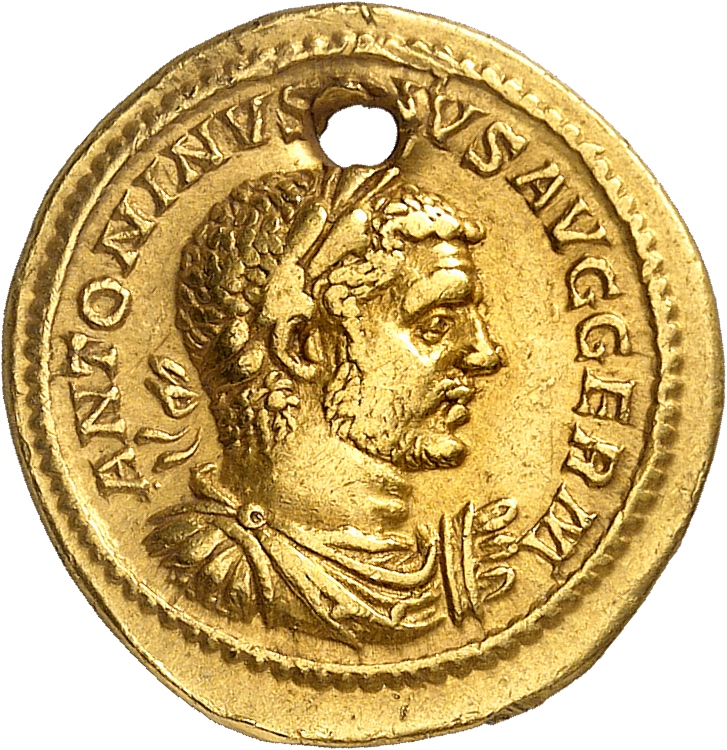 RIC IV Caracalla 260A Caracalla obverse, Bust of Caracalla, laureate, draped, cuirassed, right