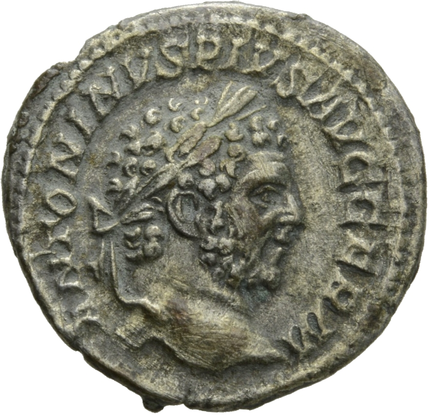 RIC IV Caracalla 266 Caracalla obverse, Head of Caracalla, laureate, right