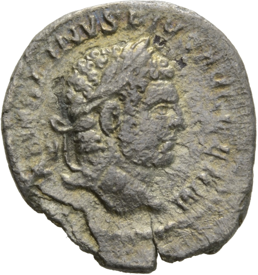 RIC IV Caracalla 268 Caracalla obverse, Head of Caracalla, laureate, right
