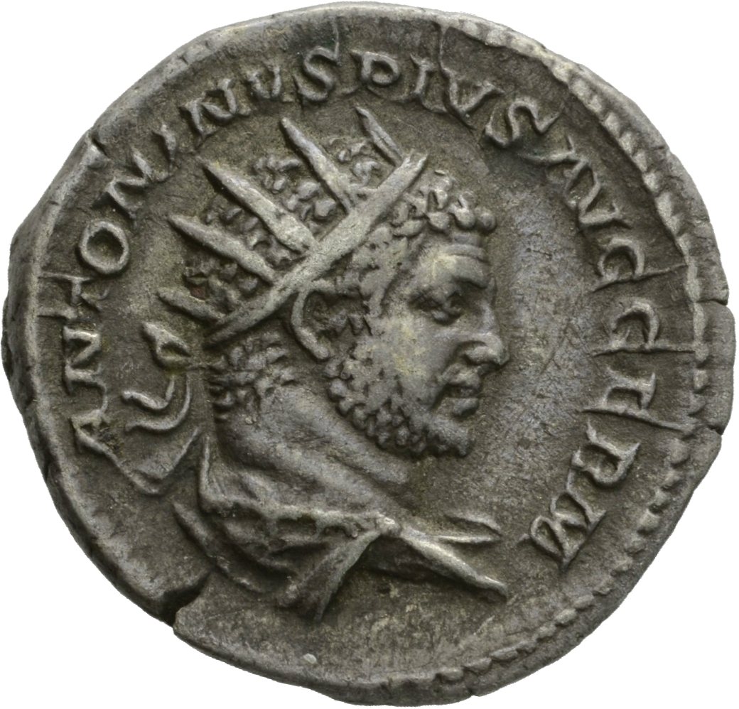 RIC IV Caracalla 275B Caracalla obverse, Bust of Caracalla, radiate, draped, right