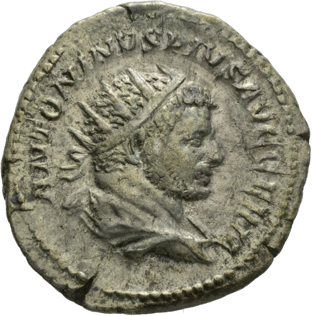 RIC IV Caracalla 277B Caracalla obverse, Bust of Caracalla, radiate, draped, right
