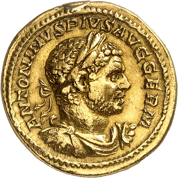 RIC IV Caracalla 280A Caracalla obverse, Bust of Caracalla, laureate, draped, cuirassed, right