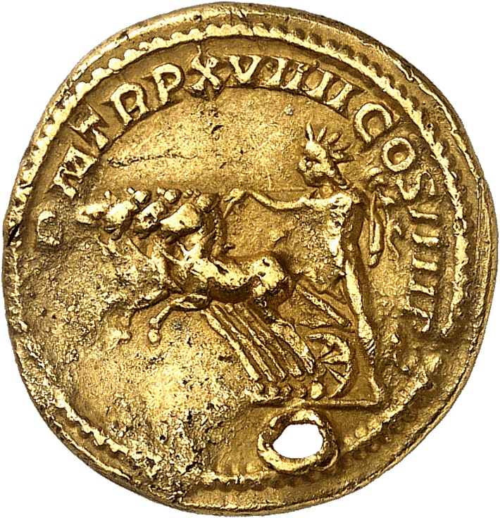 RIC IV Caracalla 281D Caracalla reverse, Sol, radiate, naked except for cloak over left shoulder, standing front, head lef...