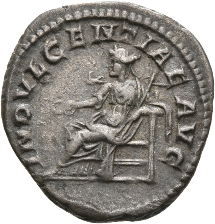 RIC IV Caracalla 300 Caracalla reverse, Indulgentia, draped, seated left, holding patera in extended right hand and sceptr...
