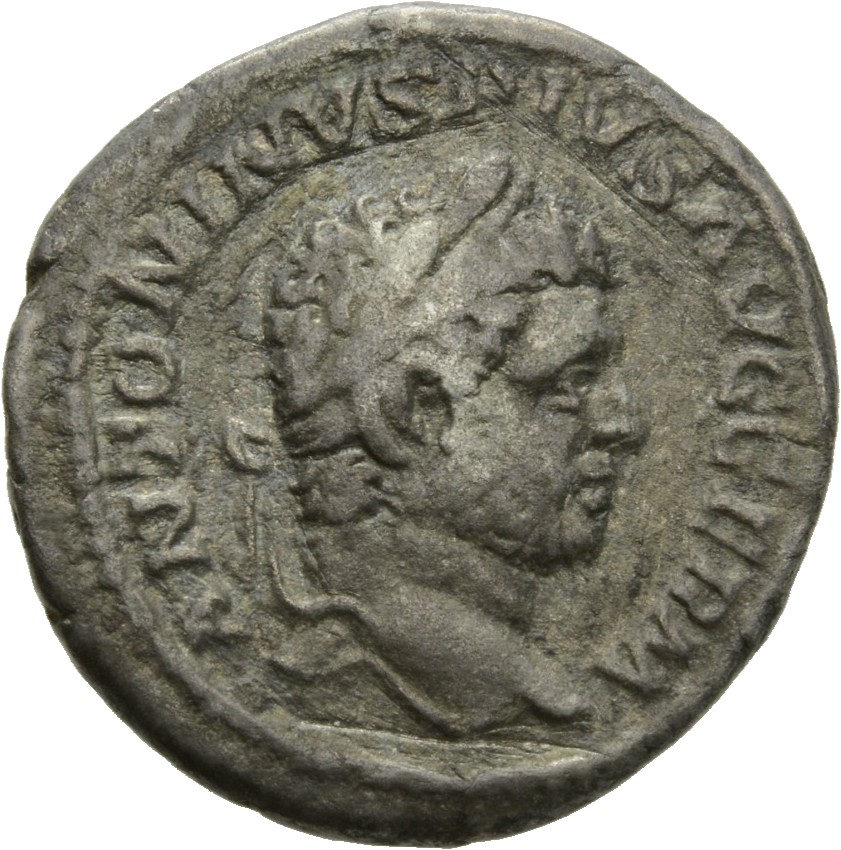 RIC IV Caracalla 302 Caracalla obverse, Head of Caracalla, laureate, right