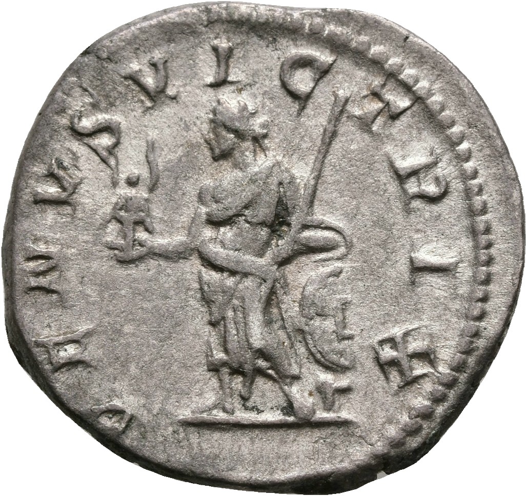 RIC IV Caracalla 311C (antoninianus) Caracalla reverse, Venus, draped, standing left, holding Victory in extended right ha...