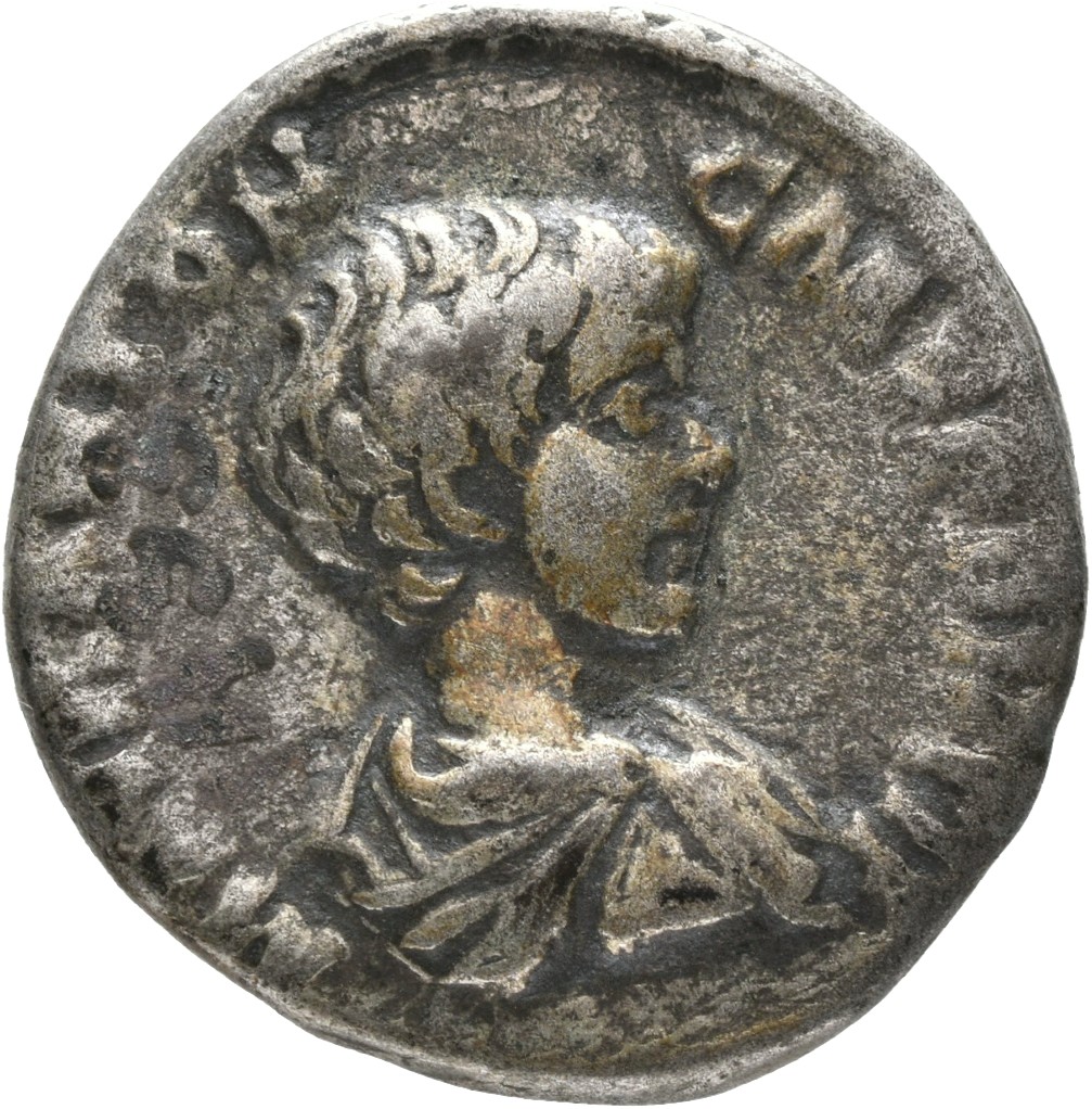 RIC IV Caracalla 330 Caracalla obverse — Bust of Caracalla, bare-headed, draped, cuirassed, right