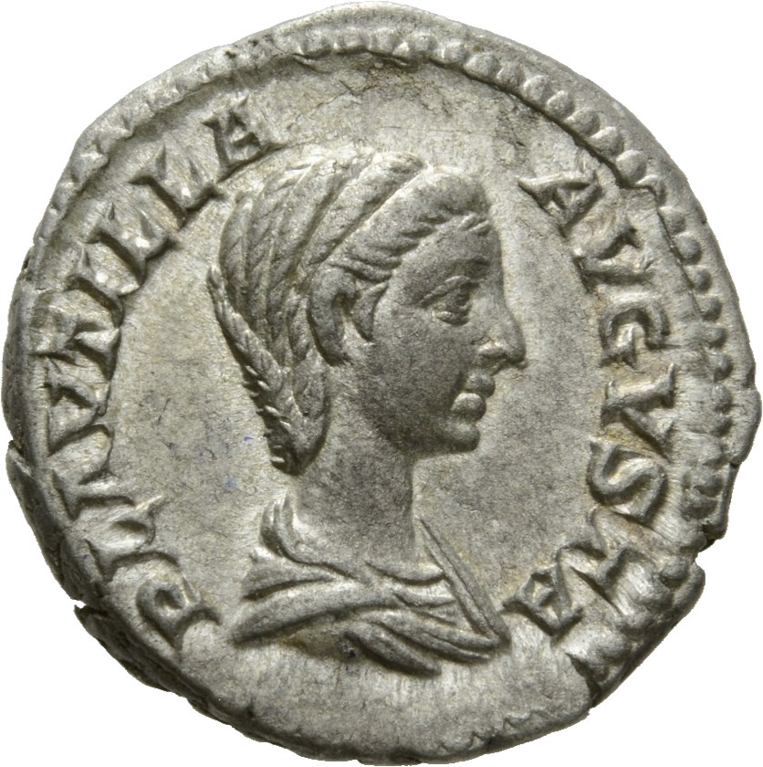 RIC IV Caracalla 363B Caracalla obverse, Bust of Plautilla, hair firmly waved and drawn down on neck, draped, right