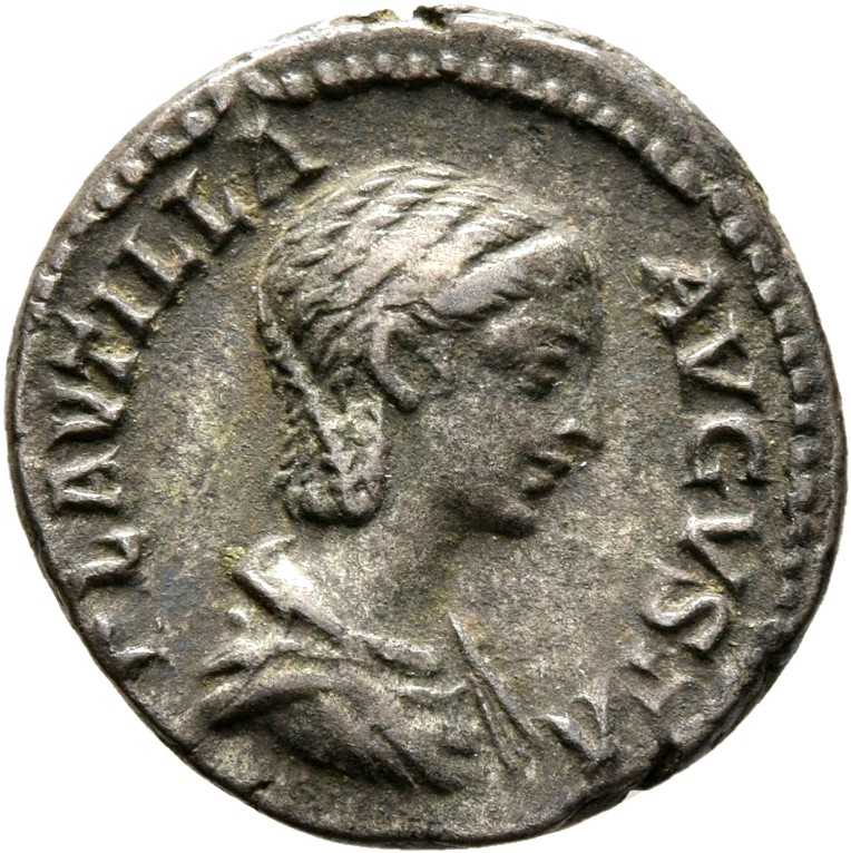 RIC IV Caracalla 365A Caracalla obverse, Bust of Plautilla, hair firmly waved and drawn down on neck, draped, right