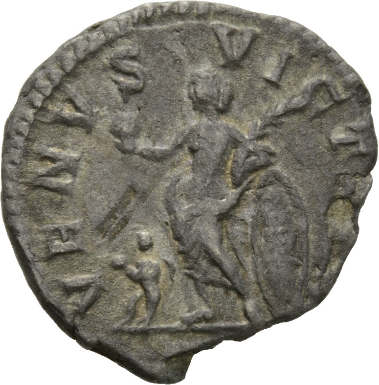 RIC IV Caracalla 369 (denarius) Caracalla reverse, Venus, naked to waist, standing left, holding apple in extended right h...