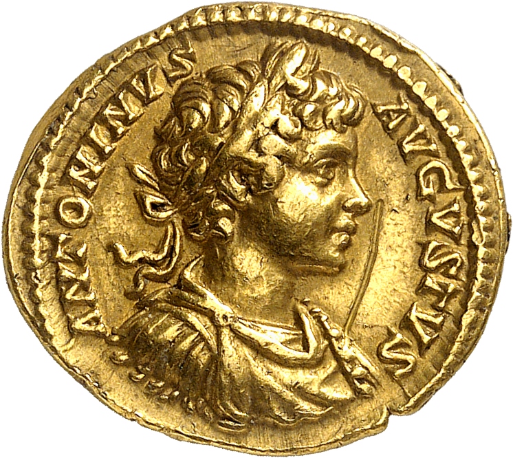 RIC IV Caracalla 36b Caracalla obverse, Bust of Caracalla, laureate, draped, cuirassed, right