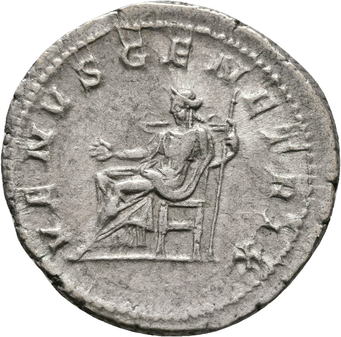 RIC IV Caracalla 388A (antoninianus) Caracalla reverse, Venus, draped, seated left, extending right hand and holding scept...