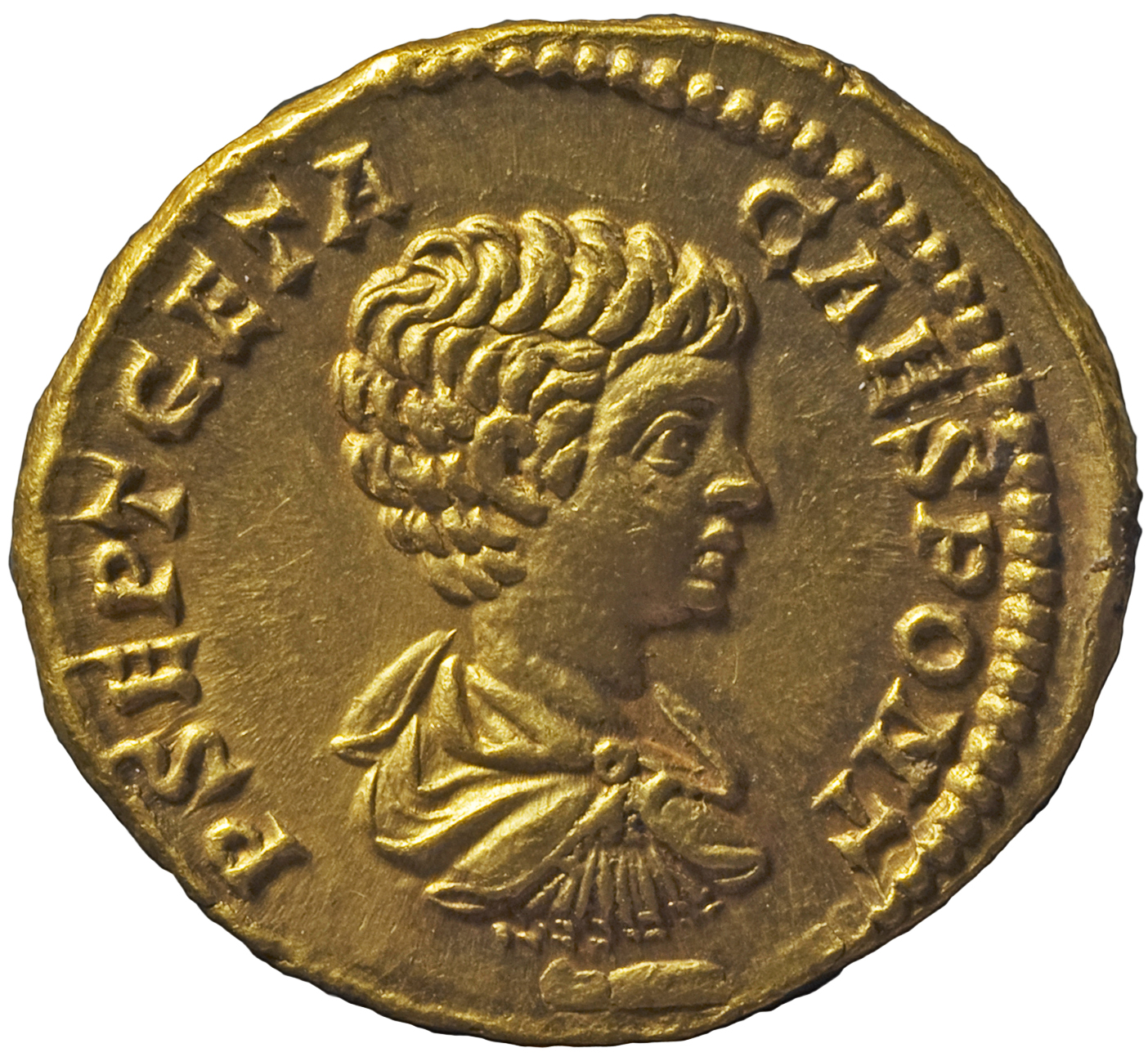 RIC IV Caracalla 38 (aureus) Caracalla reverse, Bust of Geta, bare-headed, draped, cuirassed, right