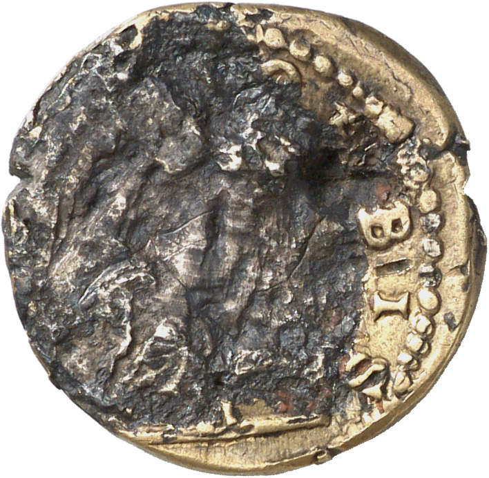 RIC IV Caracalla 39A (aureus) Caracalla reverse, Sol, radiate, naked except for cloak over left shoulder, standing front, ...