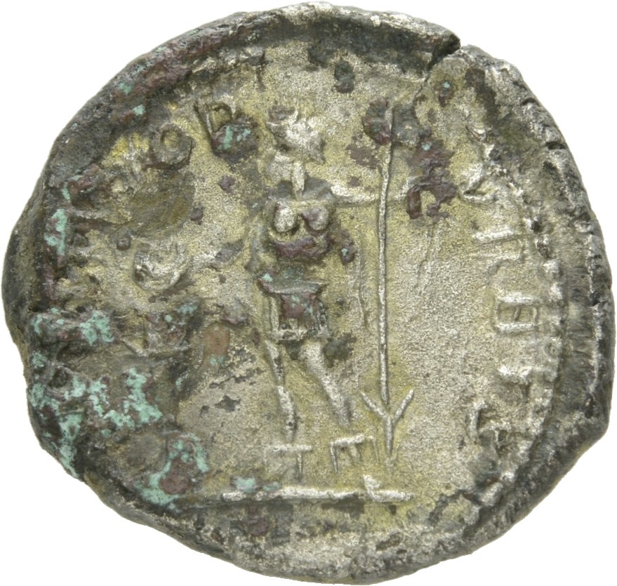 RIC IV Caracalla 41 Caracalla reverse, Caracalla, in military attire, standing left, sacrificing out of patera in right ha...