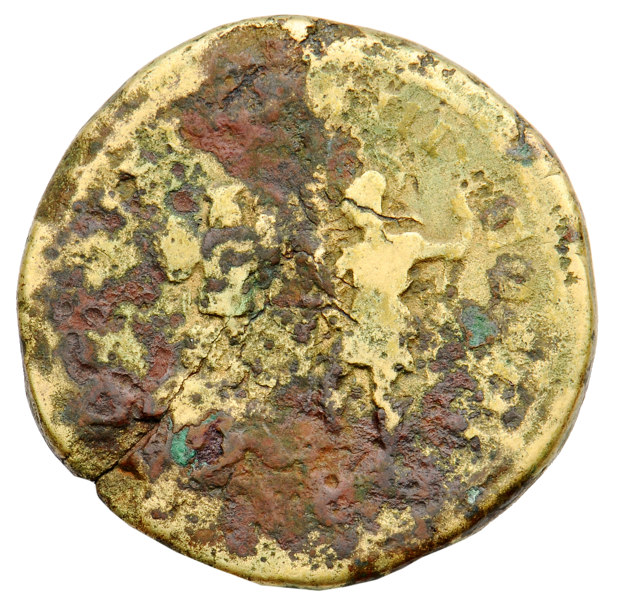 RIC IV Caracalla 456 Caracalla reverse, Virtus, helmeted, draped, standing left, foot on helmet, holding parazonium in rig...
