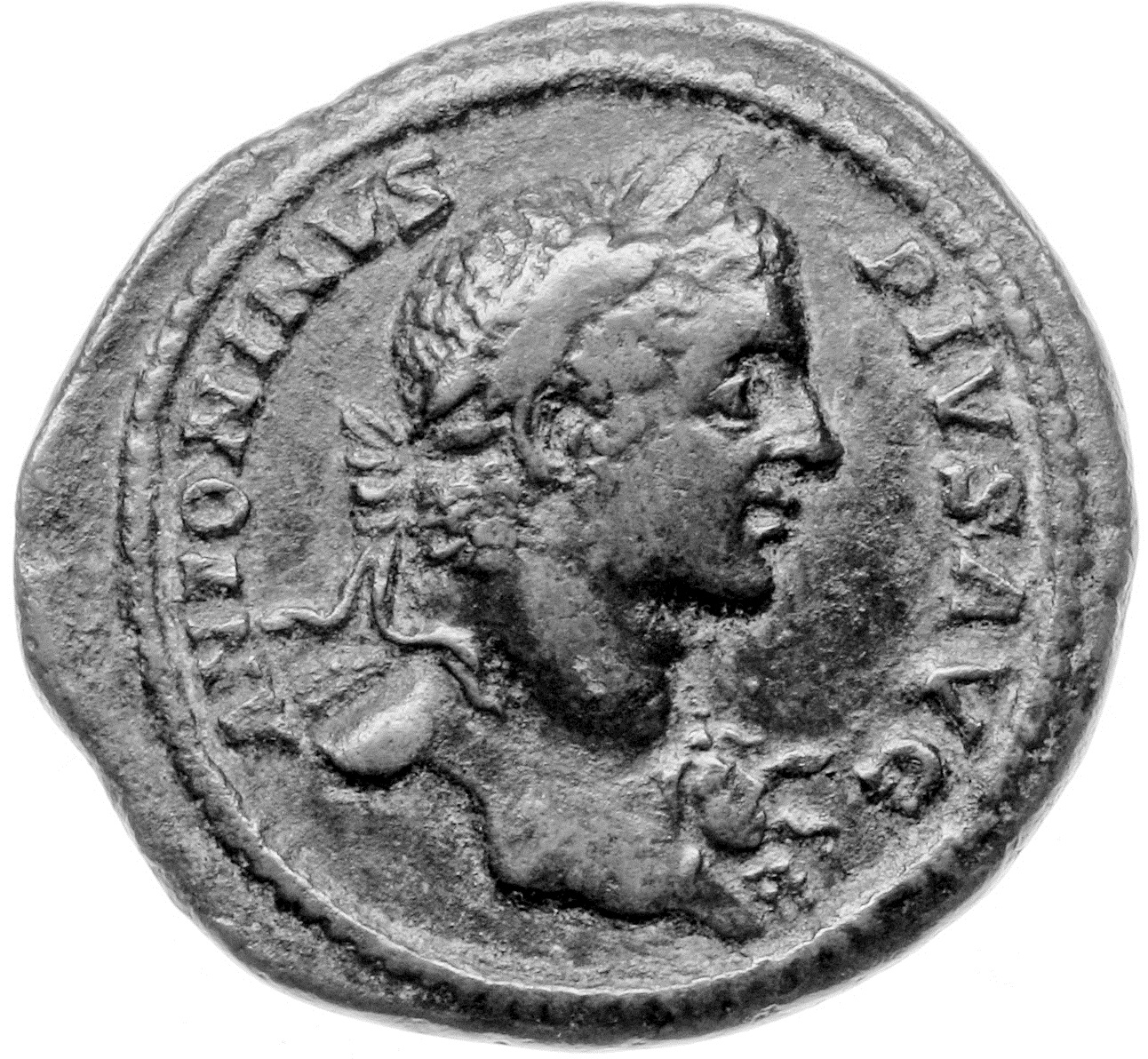 RIC IV Caracalla 475 Caracalla obverse, Bust of Caracalla, laureate, with aegis, right
