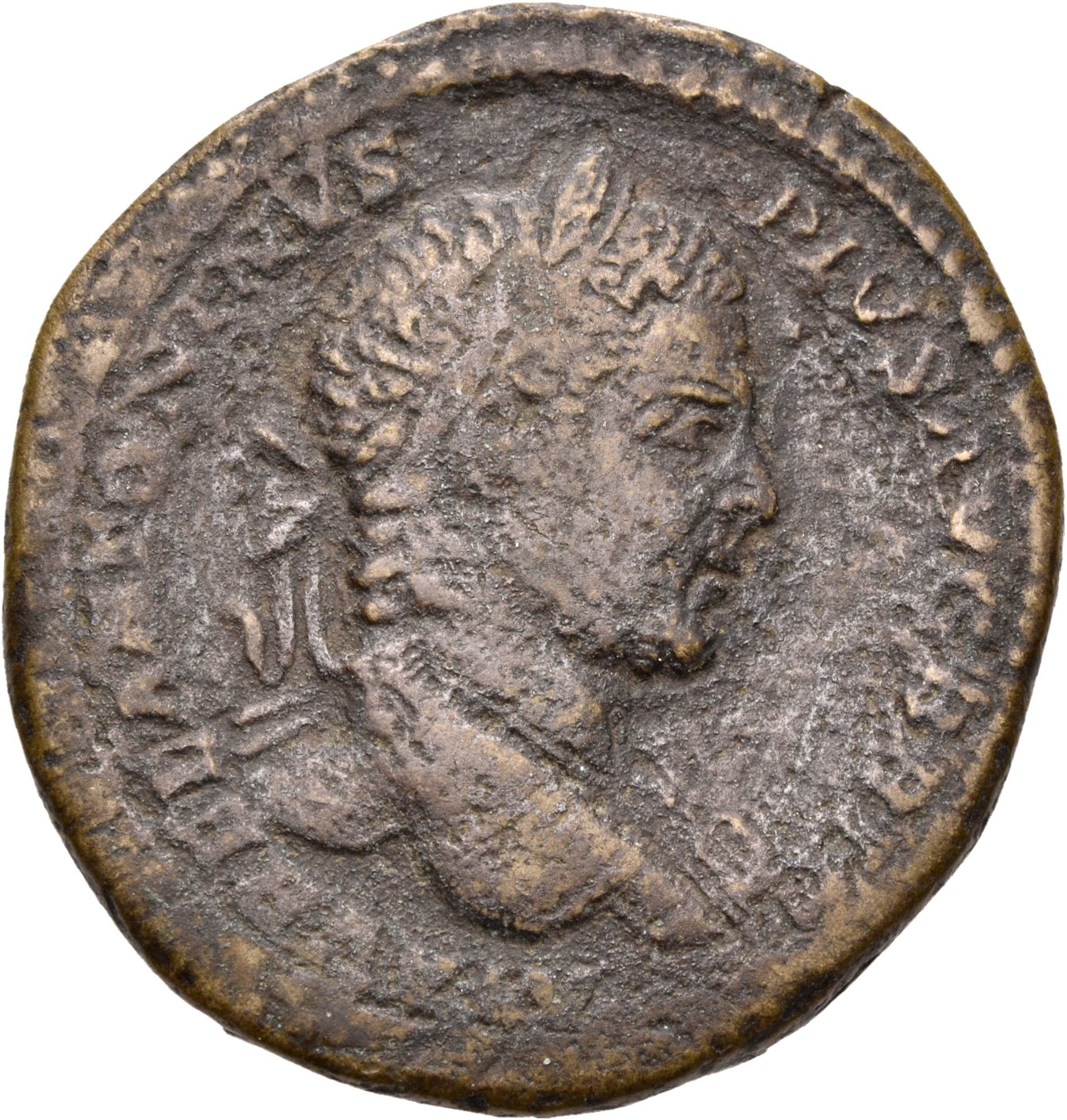RIC IV Caracalla 479B Caracalla obverse, Bust of Caracalla, laureate, draped on left shoulder, right