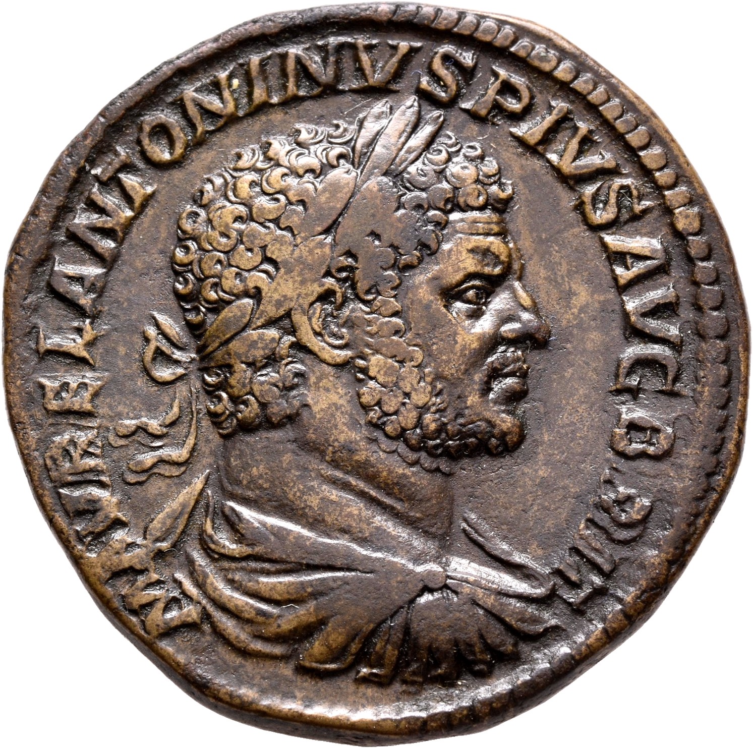 RIC IV Caracalla 496B Caracalla obverse, Bust of Caracalla, laureate, draped, cuirassed, right