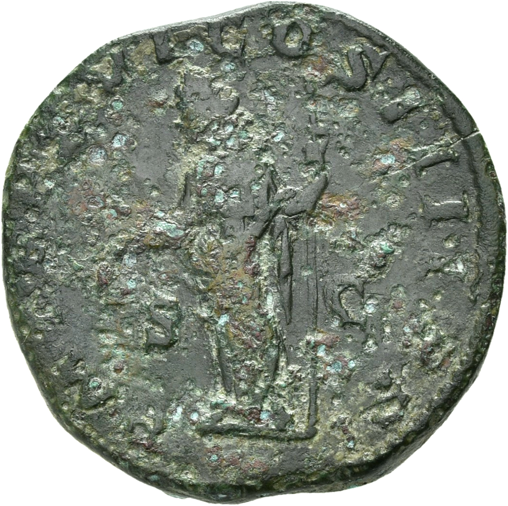 RIC IV Caracalla 498C Caracalla reverse, Libertas, draped, standing left, holding pileus in right hand and rod in left hand