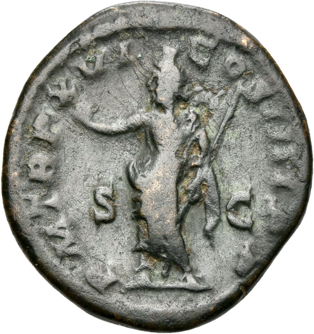 RIC IV Caracalla 502 Caracalla reverse, Serapis, standing left, raising right hand and holding sceptre in left hand