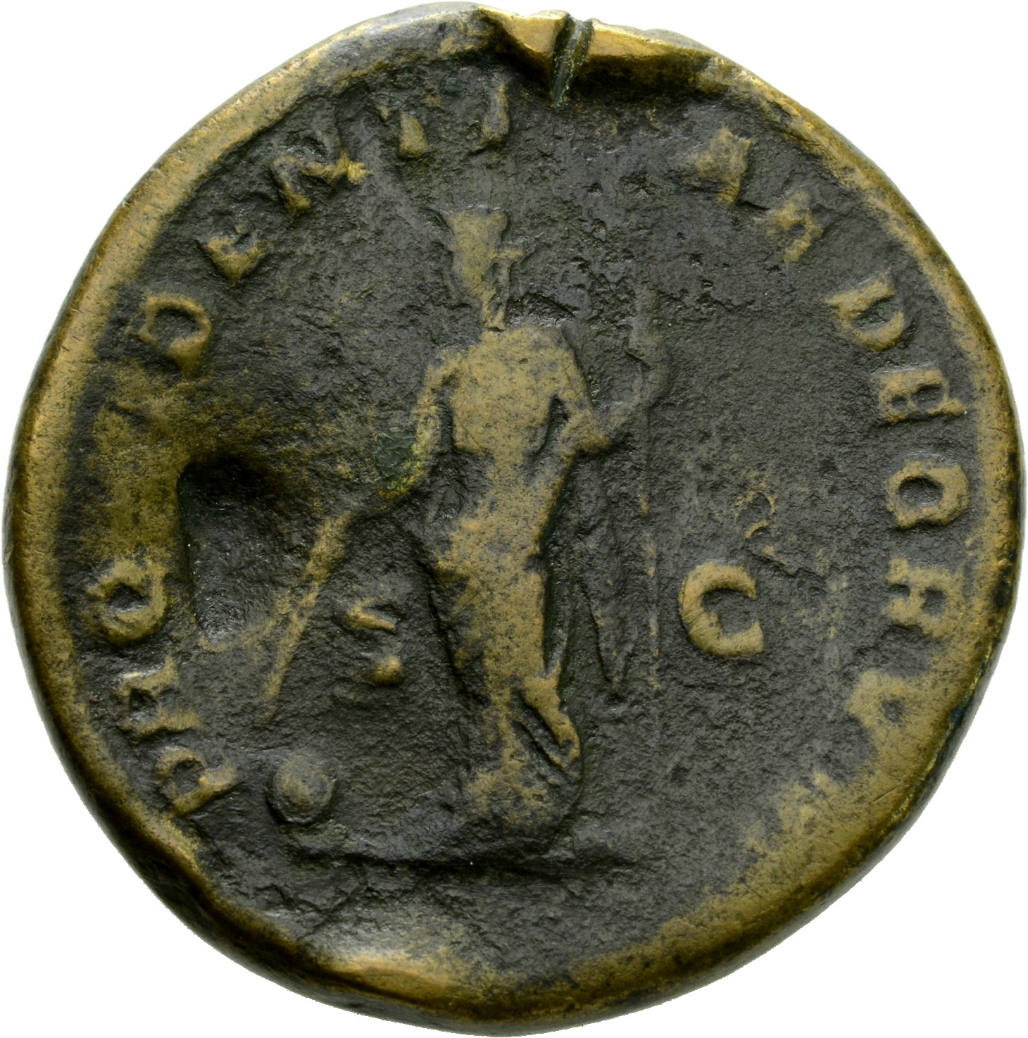 RIC IV Caracalla 511A Caracalla reverse, Providentia, draped, standing left, holding wand in right hand over globe and sce...