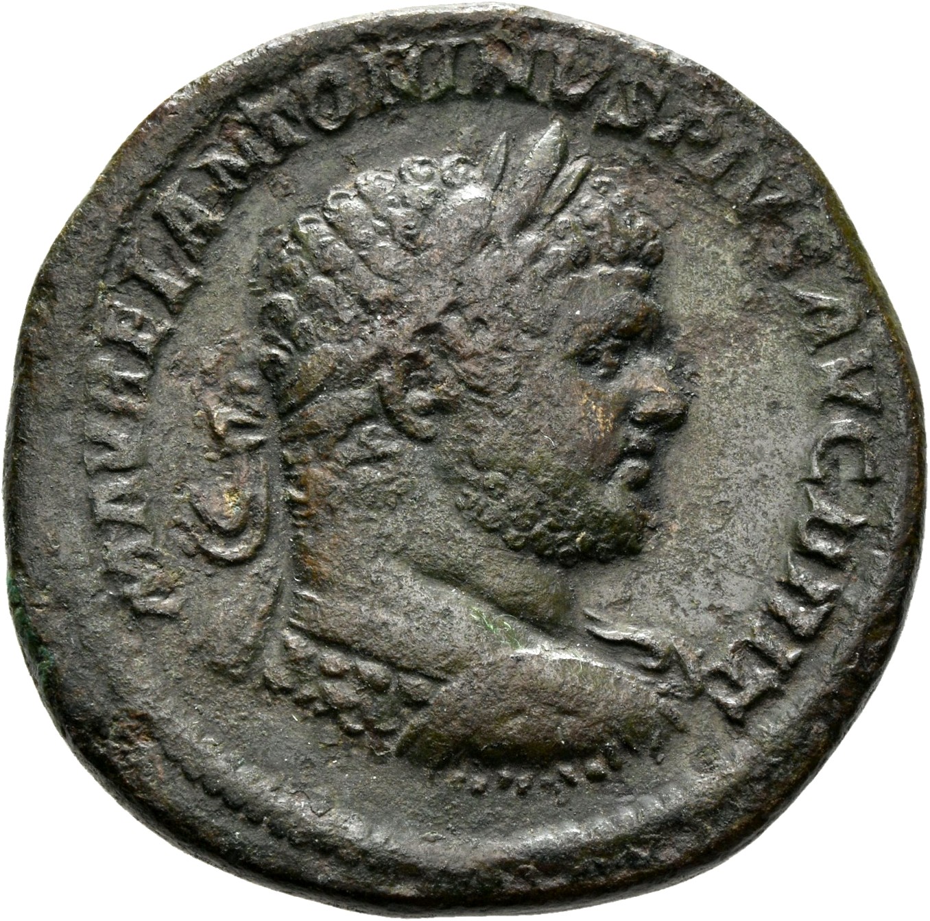 RIC IV Caracalla 512A Caracalla obverse, Bust of Caracalla, laureate, draped, cuirassed, right
