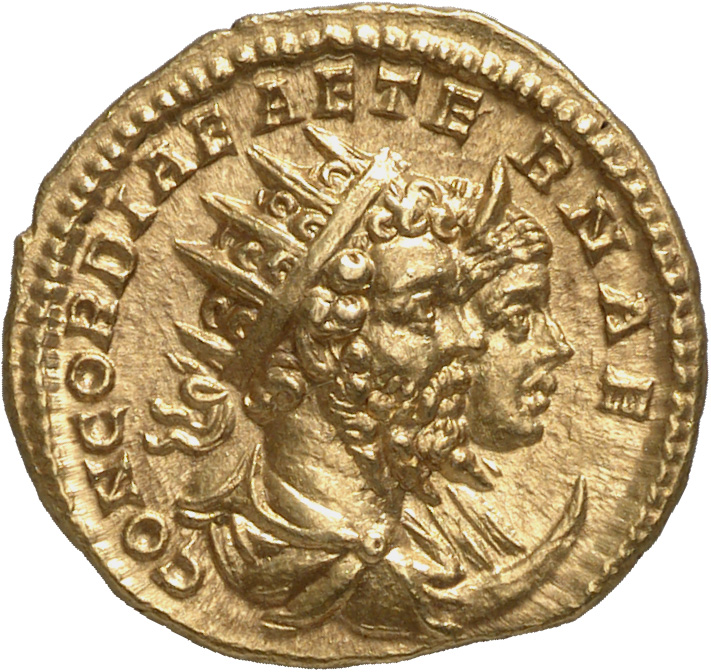 RIC IV Caracalla 52 Caracalla reverse, Jugate busts of Septimius Severus, radiate, draped, cuirassed, and of Julia Domna, ...