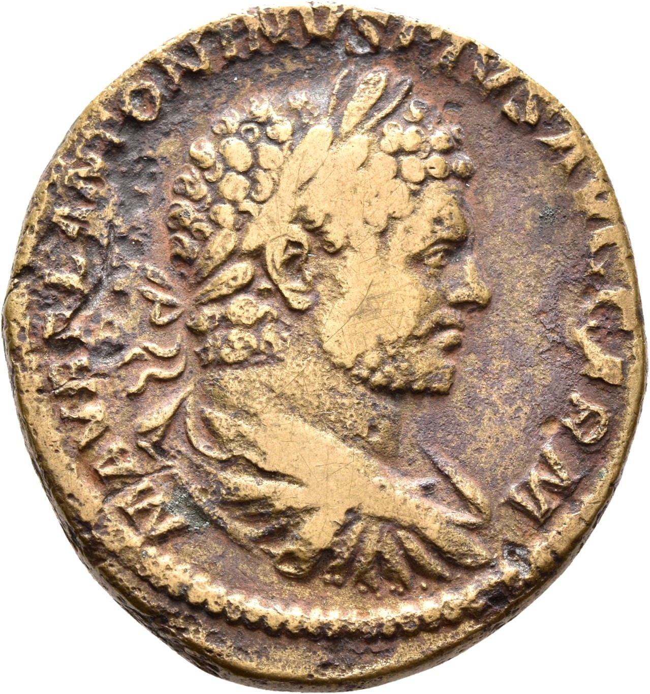RIC IV Caracalla 524A Caracalla obverse, Bust of Caracalla, laureate, draped, cuirassed, right