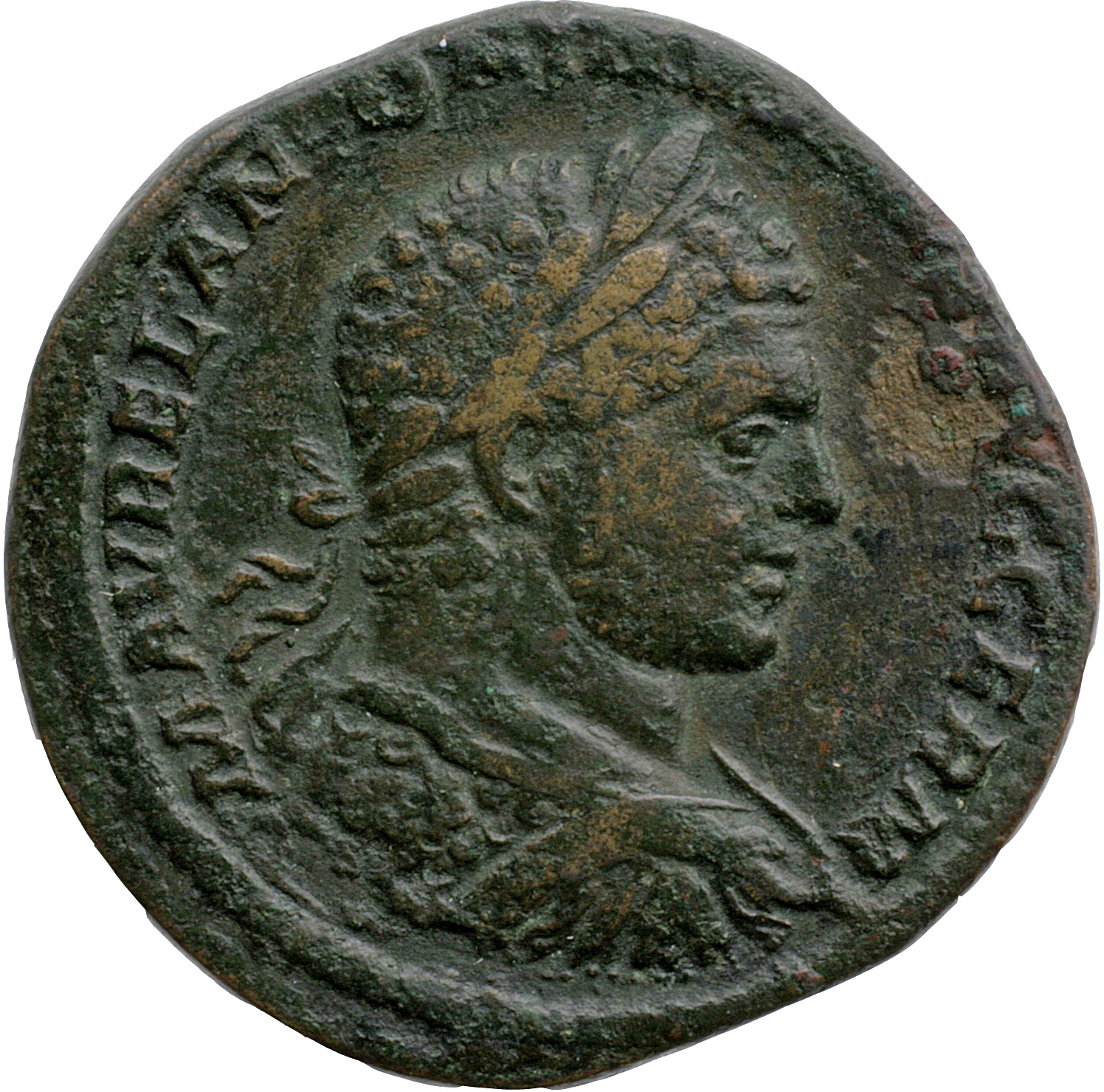 RIC IV Caracalla 538A Caracalla obverse, Bust of Caracalla, laureate, draped, cuirassed, right