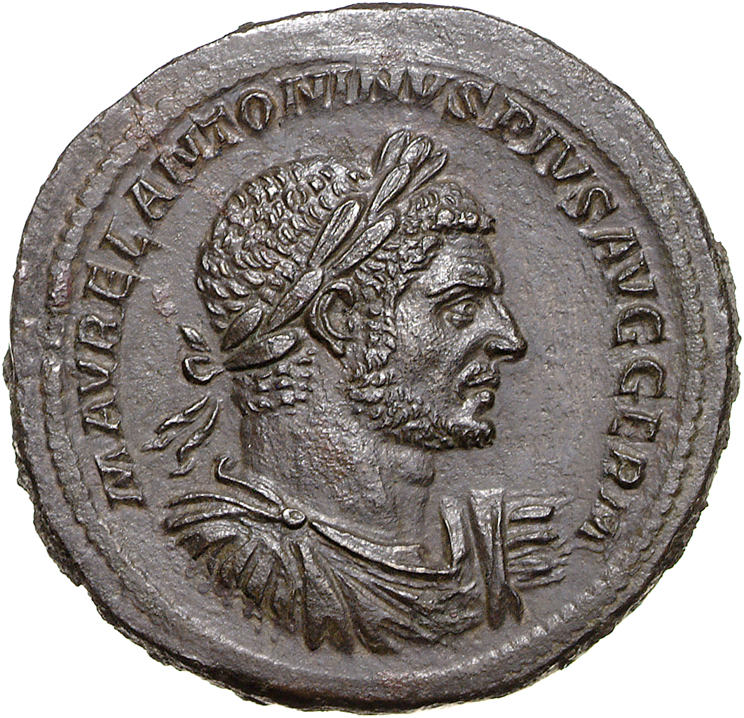 RIC IV Caracalla 540A Caracalla obverse, Bust of Caracalla, laureate, draped, cuirassed, right